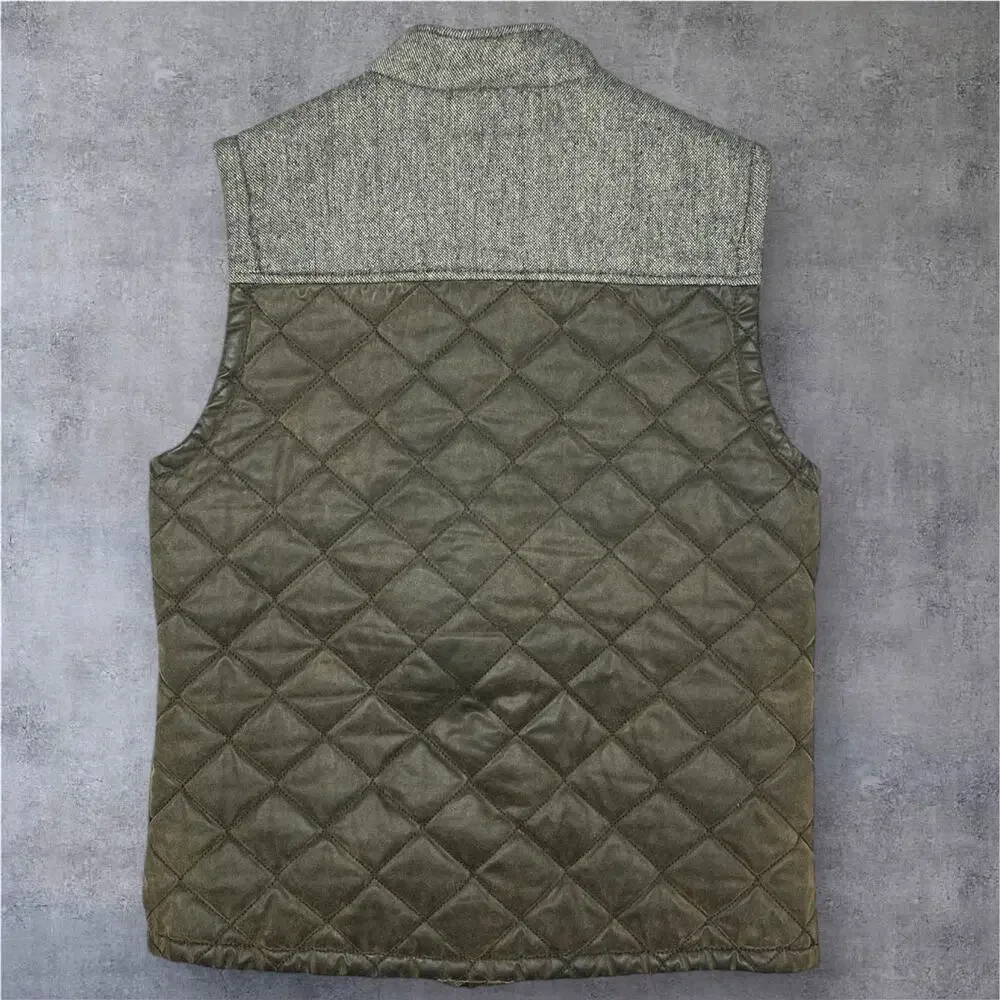 BKE Quilted Vest Medium Green/Brown Plaid Lining